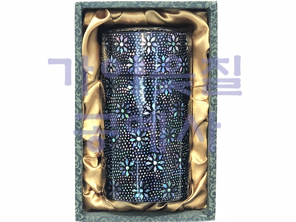 당초 끊음 흑칠 찻통